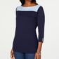 Karen Scott Women's Cotton Colorblocked Sweater Blue Size XX-Large