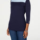 Karen Scott Women's Cotton Colorblocked Sweater Blue Size XX-Large