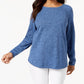 Karen Scott Women's Cotton Curved-Hem Sweater Blue Size Petite