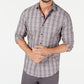 Tasso Elba Men's Cotton Check Print Button Down Shirt Gray Size Medium