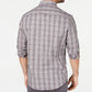 Tasso Elba Men's Cotton Check Print Button Down Shirt Gray Size Medium