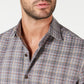 Tasso Elba Men's Cotton Check Print Button Down Shirt Gray Size Medium