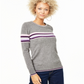 Charter Club Women's Striped Cashmere Sweater Gray Size Medium