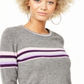 Charter Club Women's Striped Cashmere Sweater Gray Size Medium