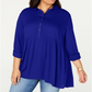 Style & Co Women's Plus Babydoll Shirt Blue Size 3X