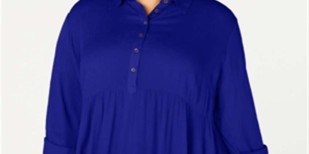 Style & Co Women's Plus Babydoll Shirt Blue Size 3X