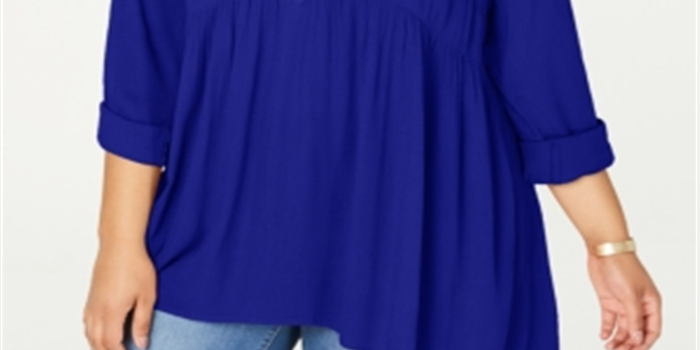 Style & Co Women's Plus Babydoll Shirt Blue Size 3X