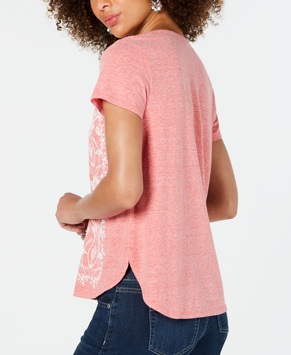 Style & Co Women's Graphic T-Shirt Orange Size Small