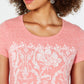 Style & Co Women's Graphic T-Shirt Orange Size Small