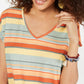 Style & Co Women's Striped Tie Front T-Shirt Coral Size XL