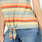 Style & Co Women's Striped Tie Front T-Shirt Coral Size XL