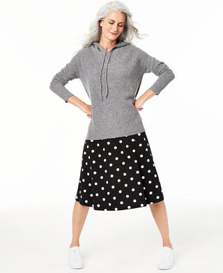 Charter Club Women's Cashmere Thermal Hoodie Sweater Black Size Large