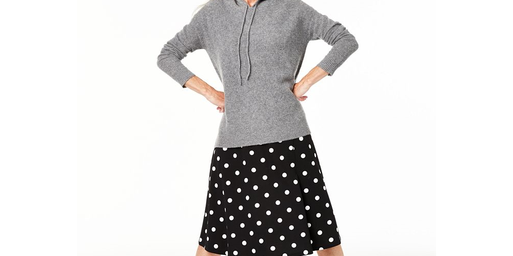 Charter Club Women's Cashmere Thermal Hoodie Sweater Black Size Large