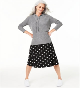 Charter Club Women's Cashmere Thermal Hoodie Sweater Black Size Large