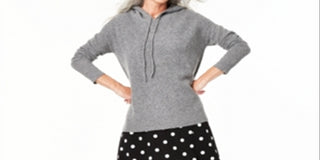 Charter Club Women's Cashmere Thermal Hoodie Sweater Black Size Large