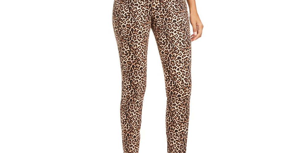 INC International Concepts Women's Leopard Print Curvy Fit Skinny Jeans Brown  Size 18
