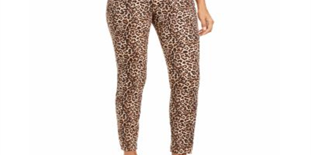 INC International Concepts Women's Leopard Print Curvy Fit Skinny Jeans Brown  Size 18