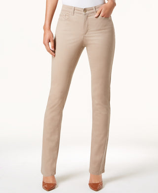 Charter Club Women's Lexington Tummy Control Straight Leg Jeans Brown Size 12