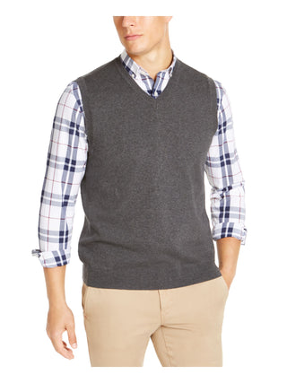 Club Room Men's Sleeveless V Neck Vest Gray Size Small