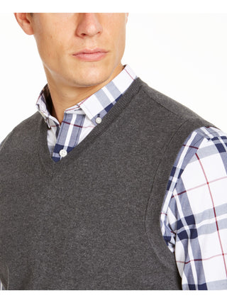 Club Room Men's Sleeveless V Neck Vest Gray Size Small