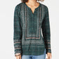 Style & Co Women's Mixed Print Shirt Green Size Petite