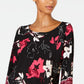 Alfani Women's Tunic Floral Print V Hem Blouse Black Size Large
