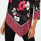 Alfani Women's Tunic Floral Print V Hem Blouse Black Size Large