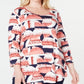 JM Collection Women's Printed Top Red Size 0X