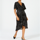 Alfani Women's Printed Twist Front Midi Dress Black Size X-Large