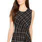 Alfani Women's Printed Sleeveless Jewel Neck Below the Knee Wear to Work Dress Black Size Petite X-Large