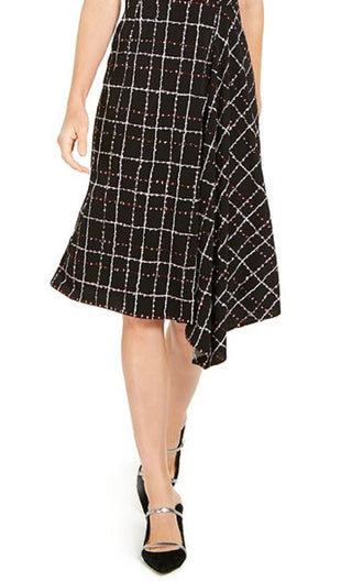 Alfani Women's Printed Sleeveless Jewel Neck Below the Knee Wear to Work Dress Black Size Petite X-Large