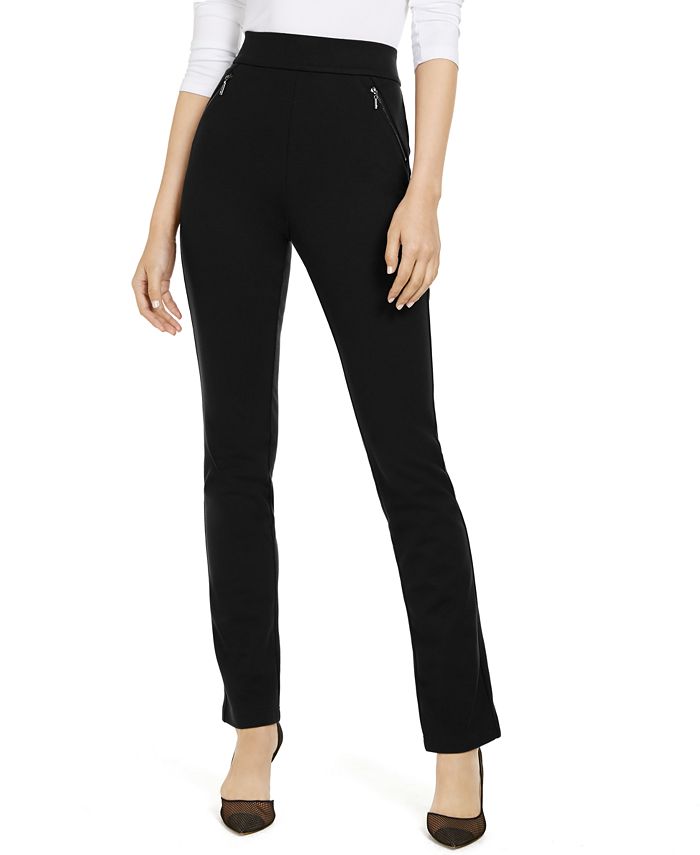 INC International Concepts Women's Zip Pocket Pants Black Size 12