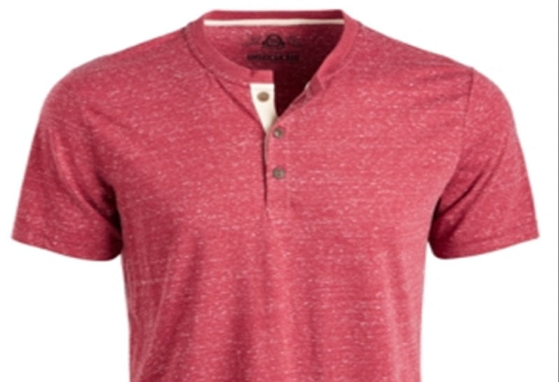 American Rag Men's Heathered Short Sleeve Henley Shirt Red Size Small