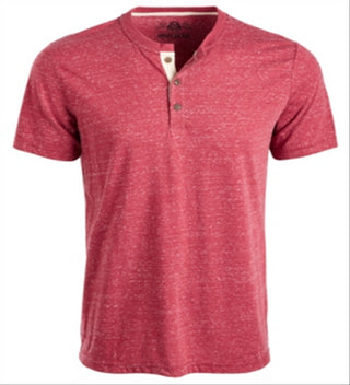 American Rag Men's Heathered Short Sleeve Henley Shirt Red Size Small