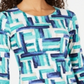 JM Collection Women's Printed Jacquard Top Blue Size Petite Large