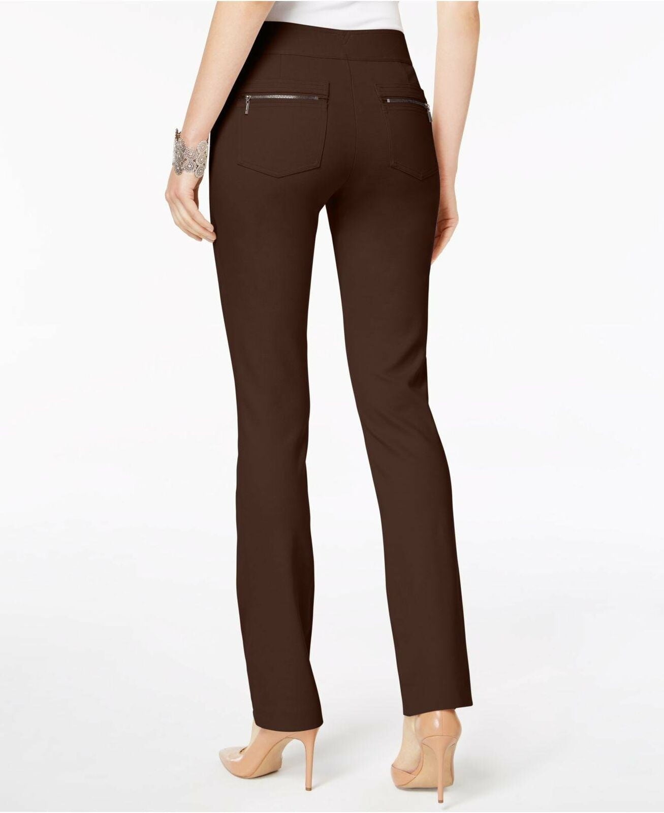 INC International Concepts Women's Straight Leg Casual Trouser Pants Brown Size 18