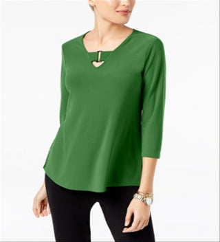 Alfani Women's Buckle Detail Tunic Green Size Petite