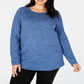 Karen Scott Women's Plus Curved Hem Pullover Sweater Blue Size 0X