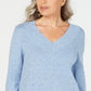 Karen Scott Women's V Neck Long Sleeve Sweater Blue Size Small