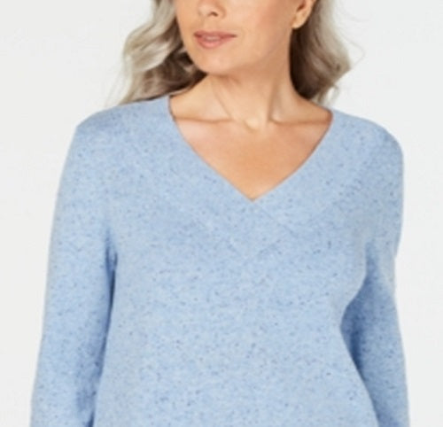Karen Scott Women's V Neck Long Sleeve Sweater Blue Size Small