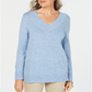 Karen Scott Women's V Neck Long Sleeve Sweater Blue Size Small