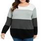 Karen Scott Women's Cotton Colorblocked Sweater Gray Size 0X