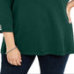 Karen Scott Women's Plus Ribbed Ballet Neck Cotton Sweater Green Size 0X