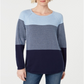 Karen Scott Women's Cotton Colorblocked Sweater Blue Size Petite Medium