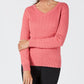 Karen Scott Women's Solid Cable Knit V Neck Sweater Pink Size XX-Large