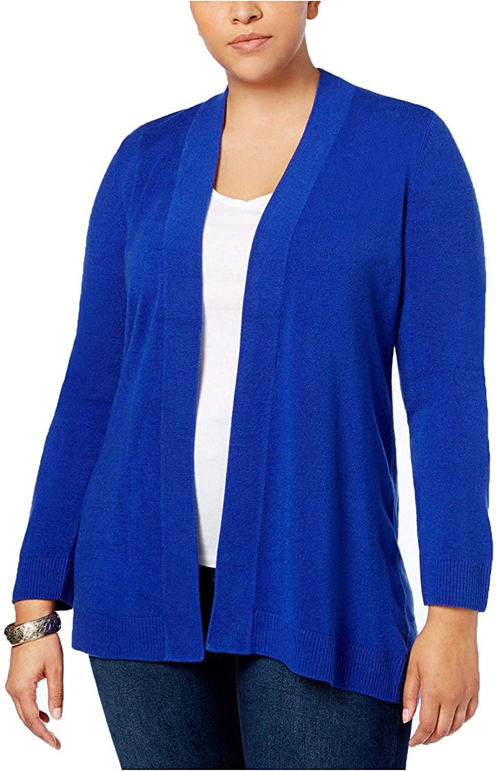 Karen Scott Women's Open Front Cardigan Blue Size Petite L