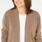 Karen Scott Women's Open Front Long Sleeve Cardigan Brown Size Small