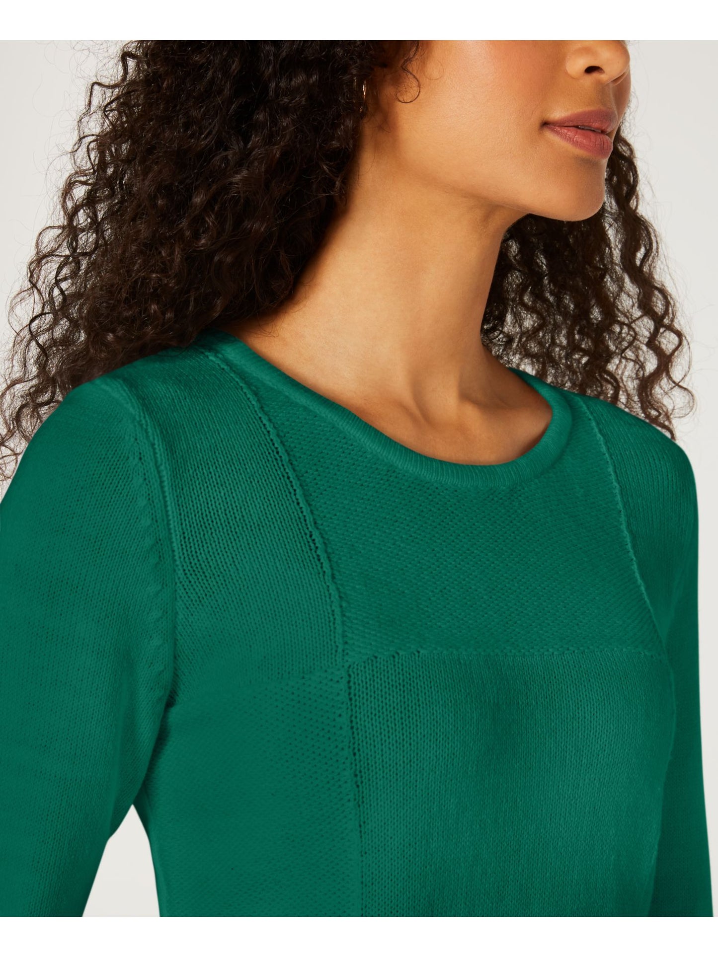 Karen Scott Women's Patchwork Stitch Pullover Sweater Green Size Medium