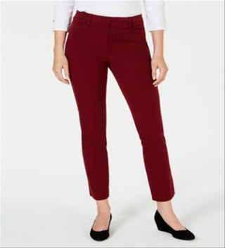 Charter Club Women's Solid Skinny Wear to Work Pants Red Size 14