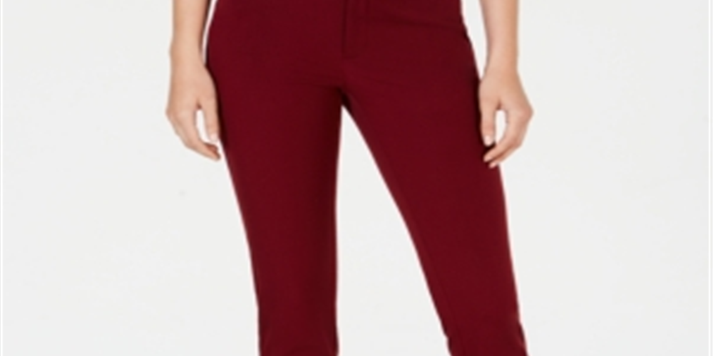 Charter Club Women's Solid Skinny Wear to Work Pants Red Size 14